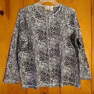 Mountain Lake Casuals Knit Animal Print Button Down Cardigan